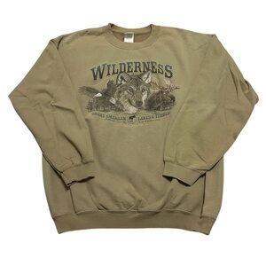 Vintage 90s Men’s Large Great American Lakes & Timber Wilderness Wolf Sweatshirt